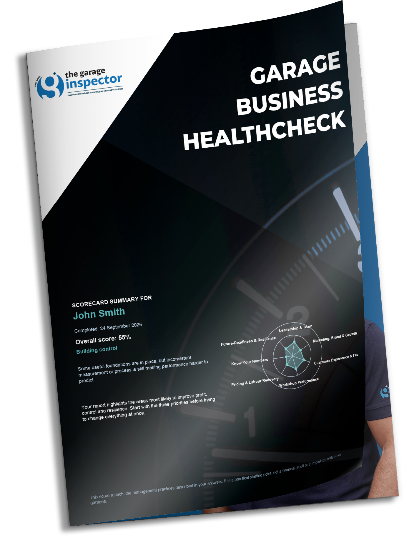 Example Garage Business Healthcheck scorecard for John Smith